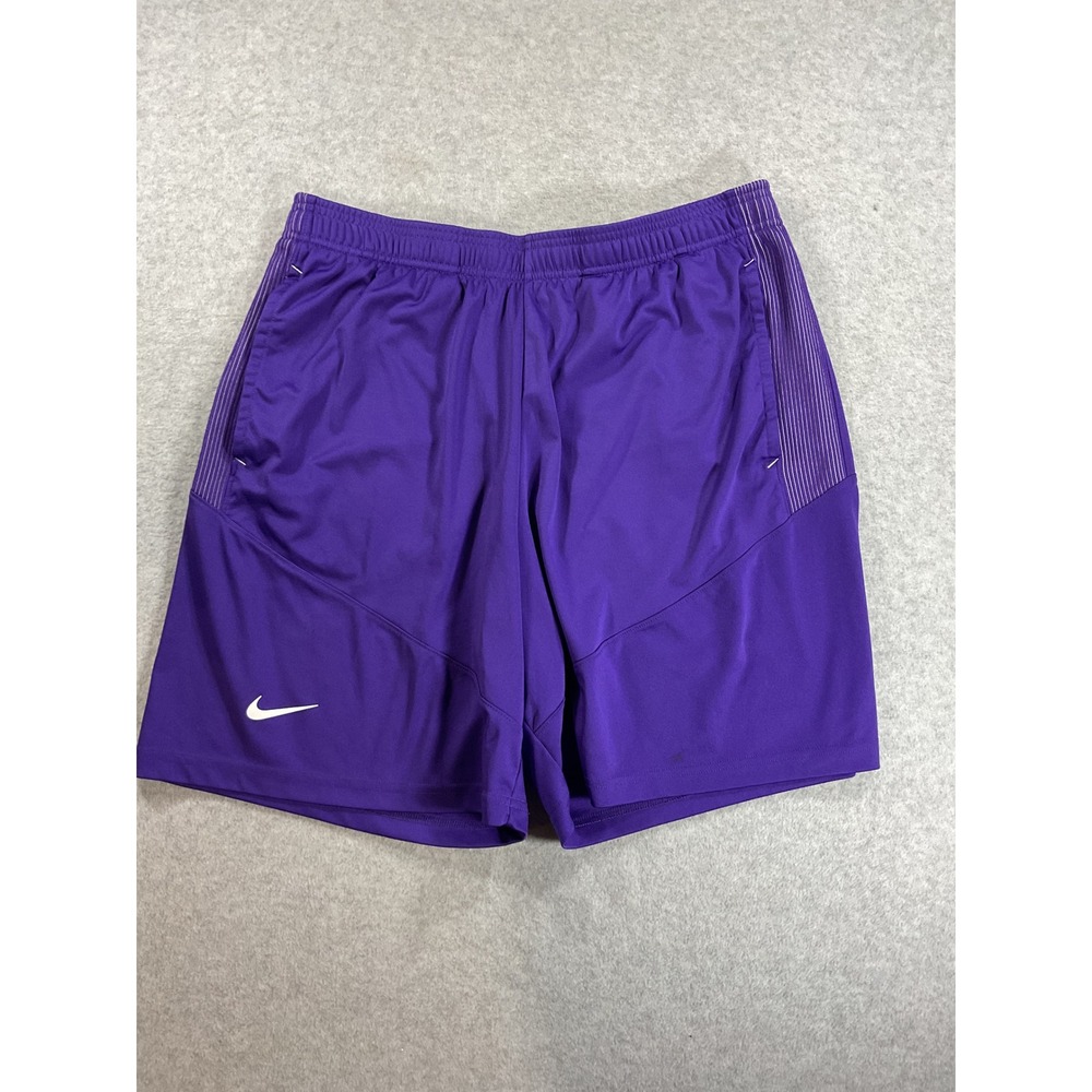 Nike Mens Dri-FIT Athletic Basketball Shorts Purple Large 7 Inch Inseam 2402